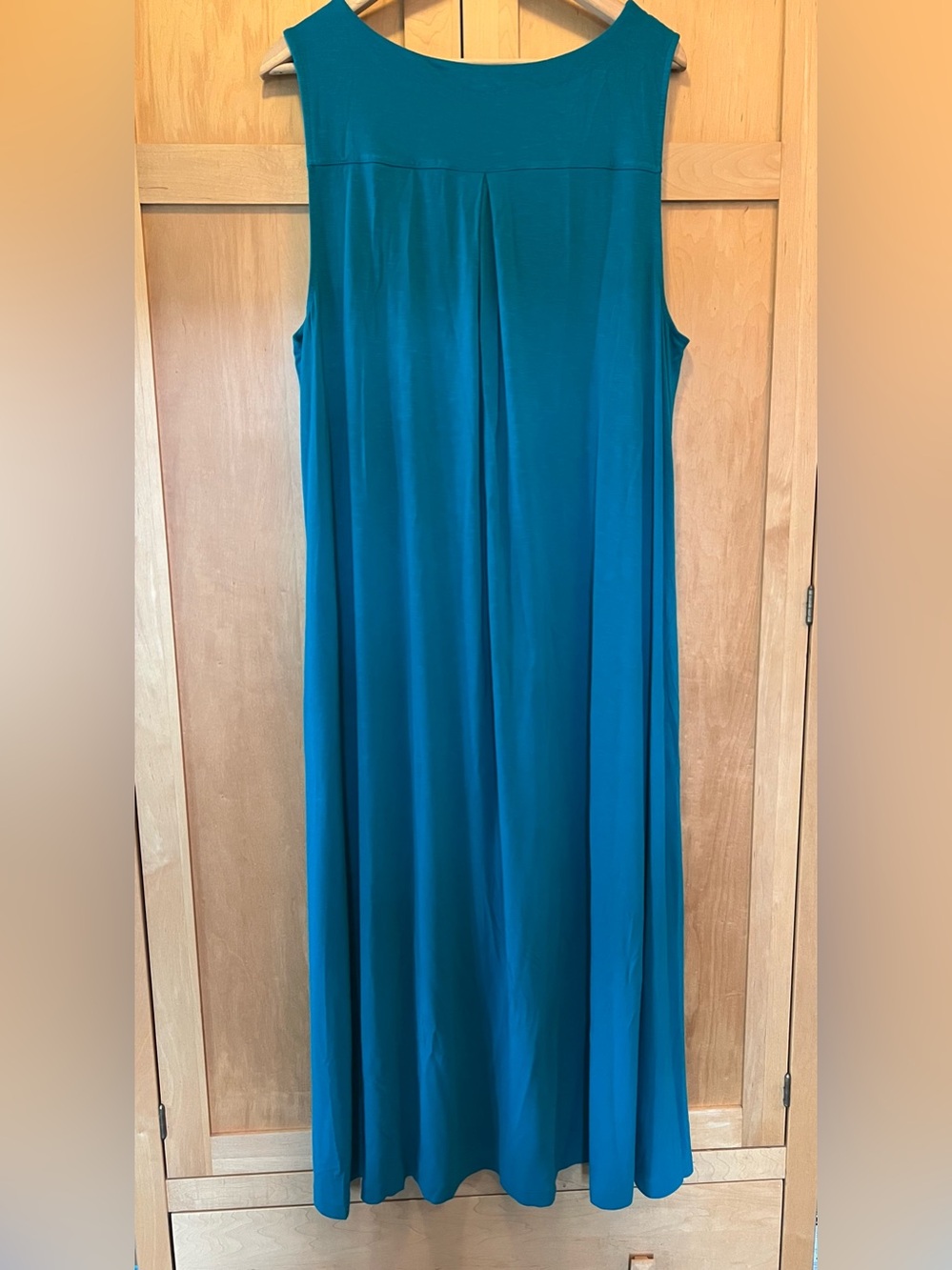 J. Jill Boatneck Elliptical Knit Maxi Dress Sleeveless with Pockets Teal XL - Picture 7 of 10
